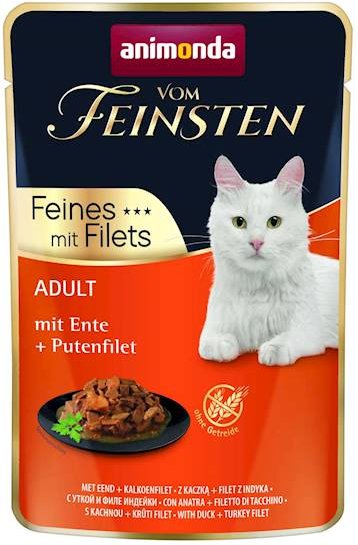 Ushqim i lëngëshëm për mace, me rosë+ filet qure, Vom Feinsten, 85 gr.