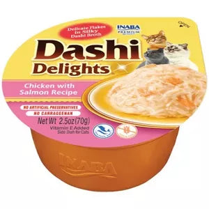 Ushqim i lëngëshëm për mace, Dashi Delights, pulë &salmon,70 gr.