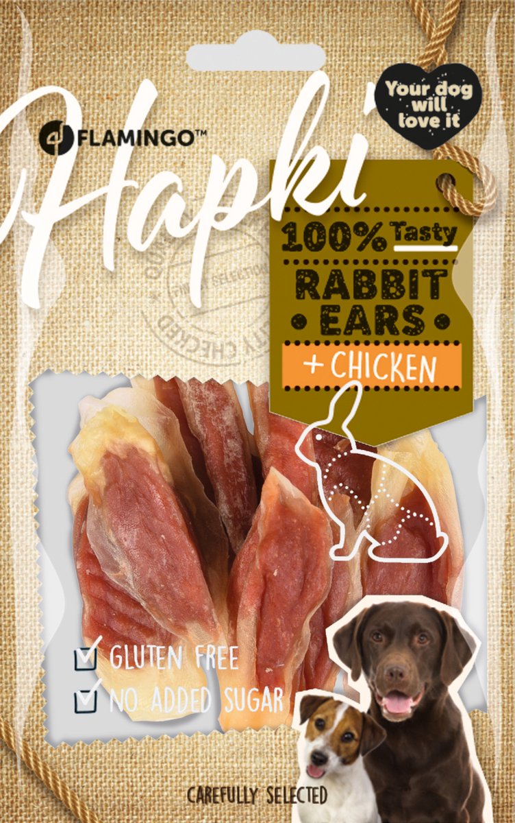 Shpërblime për qen, Rabbit Ears +Chicken, 85 gr.