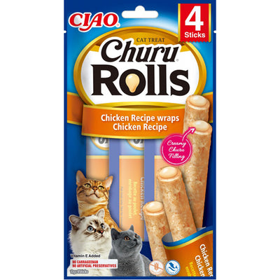 Churu Rolls, Shpërblime për mace, me pulë, 4 sticks, 4 x 10 gr.