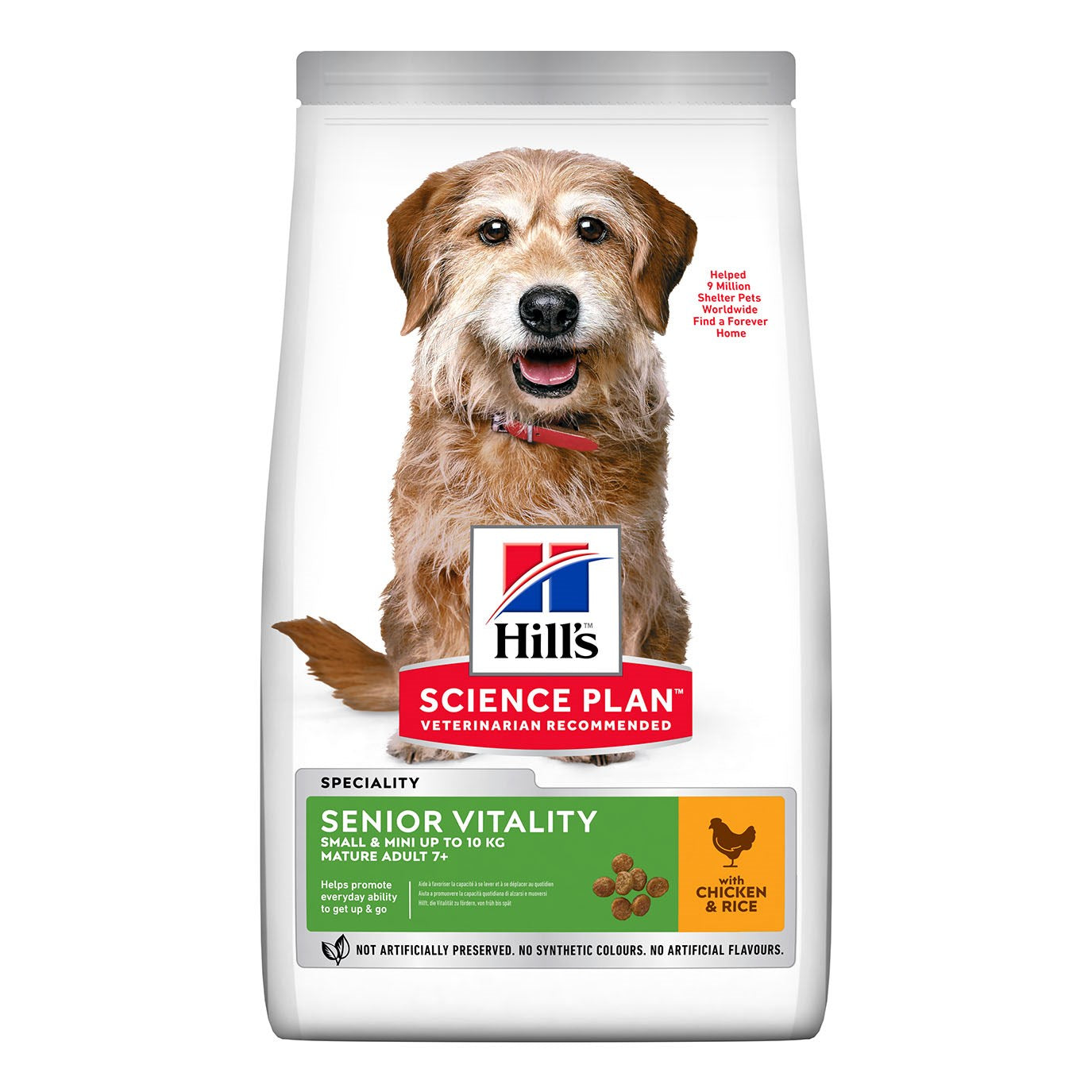 Ushqim i thatë për qen senior të racave të vogla, Hills Senior Vitality Small Breed, 6 kg.