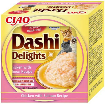 Ushqim i lëngëshëm për mace, Dashi Delights, pulë &salmon,70 gr.