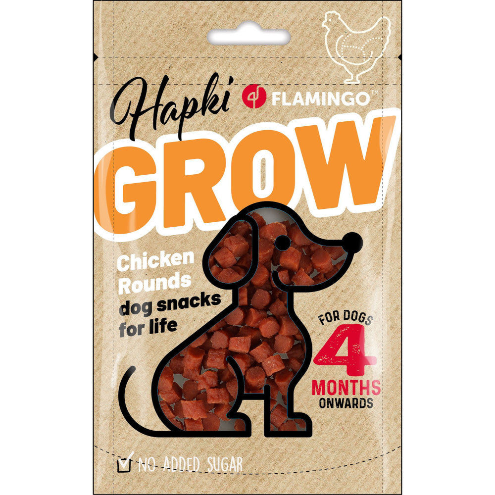 Shpërblime për këlysh, Puppy Grow, Chicken Round, Flamingo, 85 gr.