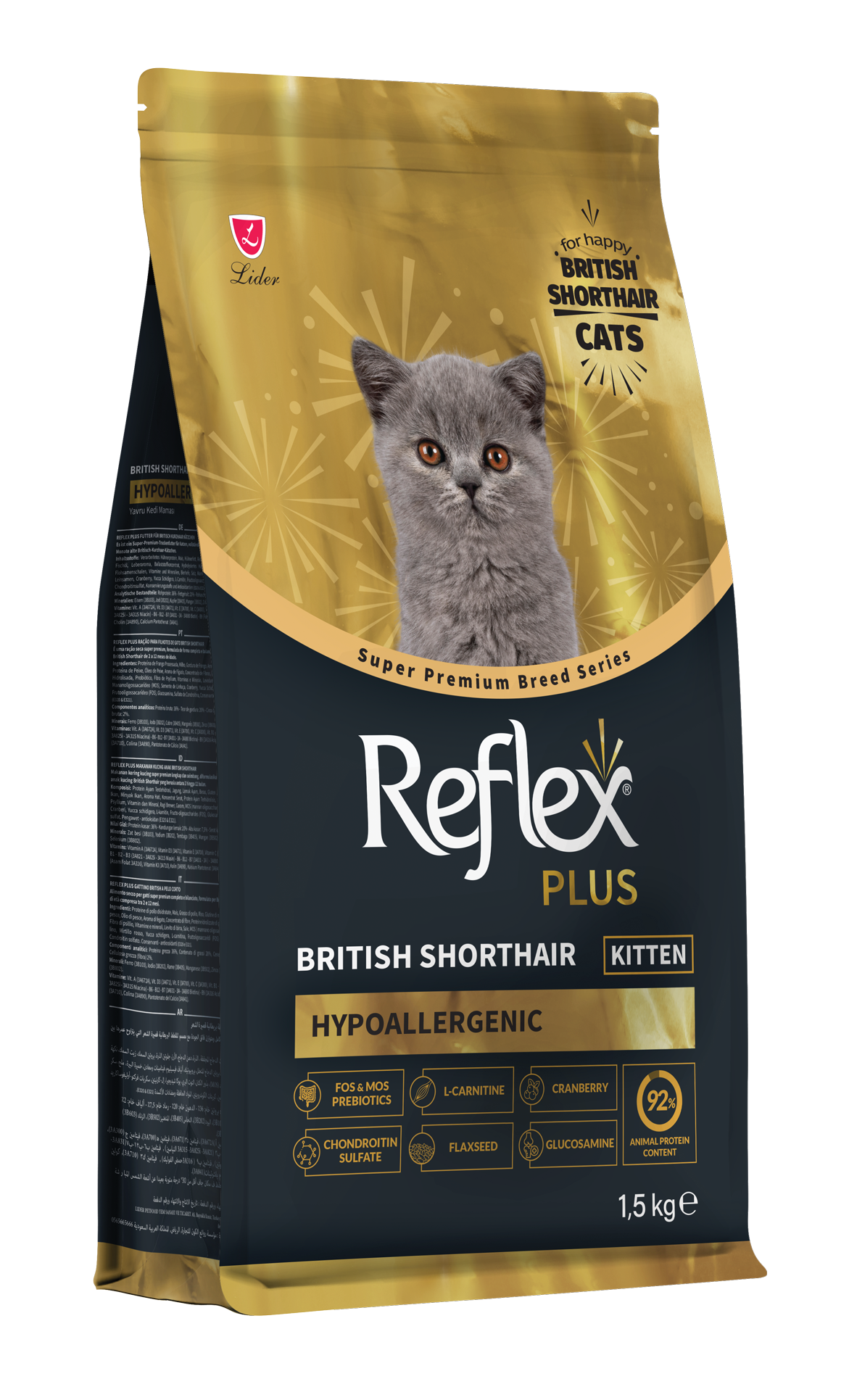 Reflex plus, British ShortHair kotele, Hypoallergenic, 1.5 kg